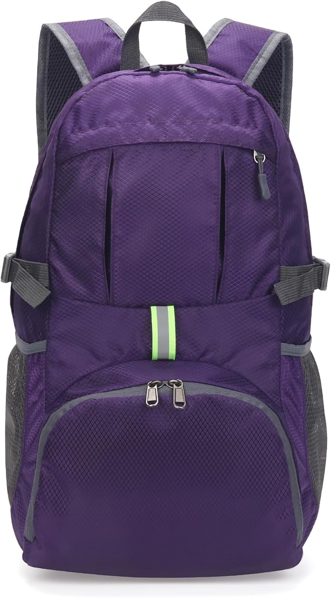 Yaopeing Lightweight Backpack,25L Foldable Hiking Packable,Water Resistant Travel Outdoor Shoulder Bag for Woman Men,Purple