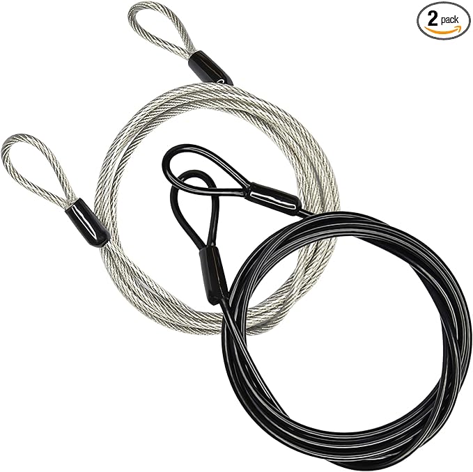 3mm 200CM/6.6ft Long Outdoor Travel Security Cable Lock,Braided Steel Coated Safety Cable Luggage Lock,Safety Cable Wire Rope Chain Lock Double Loop Lightweight (2 Pack)
