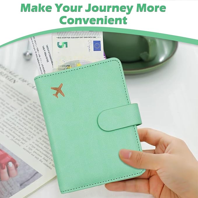 Melsbrinna Rfid Passport Holder for Travel women/Men, Cute Passport Wallet Rfid Blocking Card Slots, Rfid Passport Cover/CaseTravel Wallet, Passport Book Holder (1, Green3)