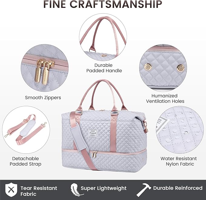 LOVEVOOK Travel Duffle Bag,Weekender Bags for Women with Shoe Compartment，Carry on Overnight Bag with Toiletry Bag,Gym Duffel Bag with Wet Pocket, Hospital Bags for Labor and Delivery