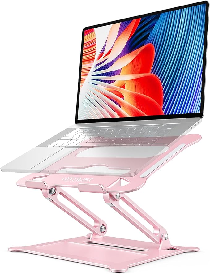 Urmust Laptop Stand for Desk Aluminum Computer Stand Riser Holder for Laptop Compatible with MacBook Air Pro, Dell, HP, Lenovo Samsung, Alienware All Laptops 11-15.6"(Black)