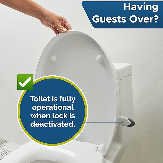 Baby Toilet Lock by Wappa Baby - 9"L x 4"W - Ideal Baby Proof Toilet Lid Lock - No Tools Needed Easy Installation with 3M Adhesive - Top Safety Toilet Seat Lock - Fits Most Toilets - White (1 Pack)