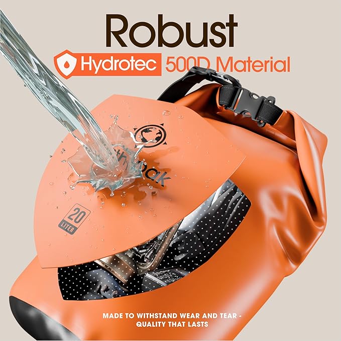 Earth Pak Waterproof Dry Bag - Roll Top Waterproof Backpack Sack Keeps Gear Dry for Kayak with Waterproof Phone Case
