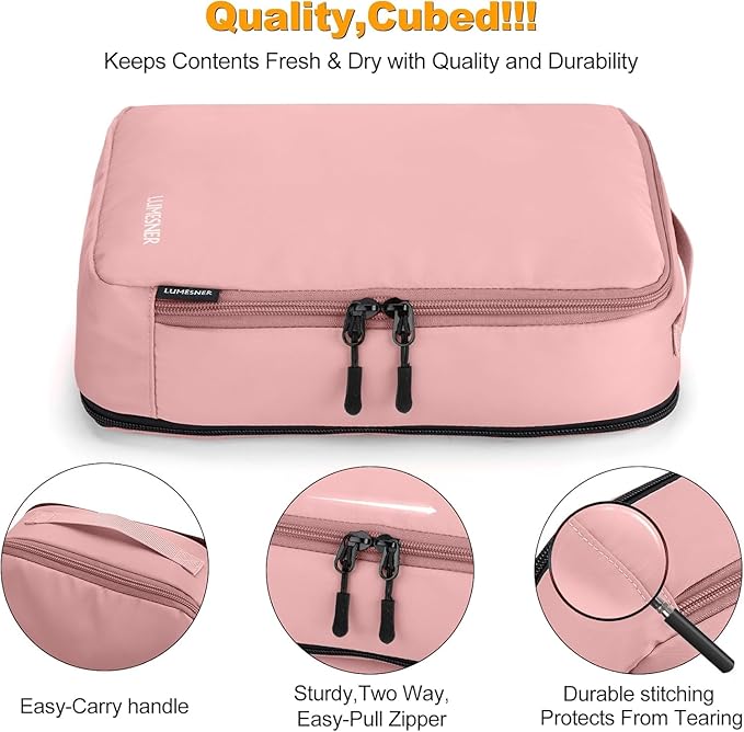 8 Set Compression Packing Cubes for Travel, Waterproof Luggage Organizers, Suitcase Organizer Set for Carry-On & Checked Baggage, Travel Accessories for Men & Women