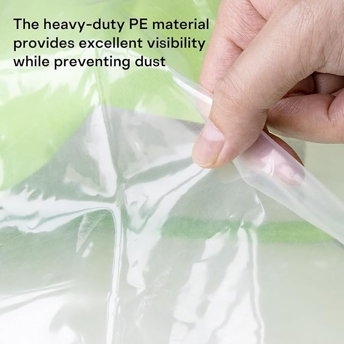 Clothes Storage Bags, Foldable Thick Fabric Blanket Storage Bags, Large Clear Window & Carry Handles, Great for Clothes, Blankets, Closets, Pillows, Toys (Green, Extra-4Pack)