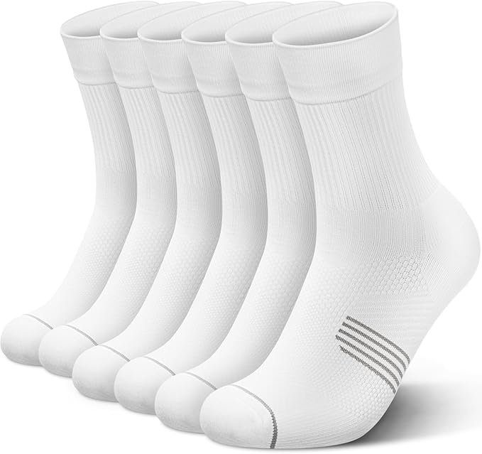 PAPLUS 3 Pairs Running Compression Socks for Men & Women, Atheltic Crew Socks with Cushion, Arch Support for Hiking, Cycling
