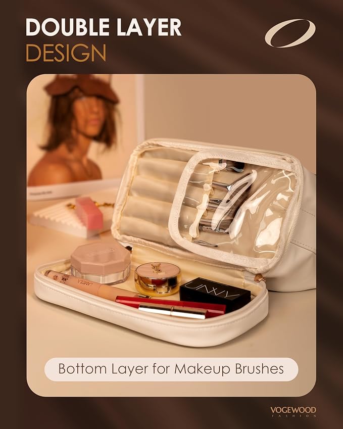 Bridesmaid Proposal Gifts Ideas, Travel Makeup Bag with Handle, Initial Cute Gifts for Women Cosmetic Bag with Makeup Brush Organizer, Cute Cosmetic Pouch for Women, Gifts for Friends Female