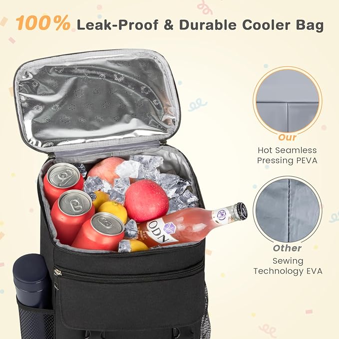 Backpack Cooler, 30 Cans Insulated Lunch Backpack for Men & Women, Portable Leak Proof Cooler Bag for Work Office Picnic Beach Hiking Camping Travel