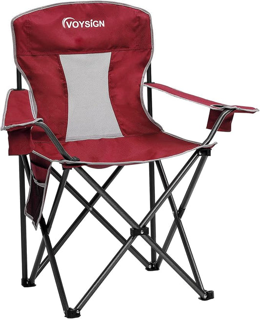 Mesh Folding Camping Chairs for Adults, Oversized Portable Outdoor Chairs, Weight Capacity 325 lbs with Cup Holder, Storage Pocket, Carry Bag