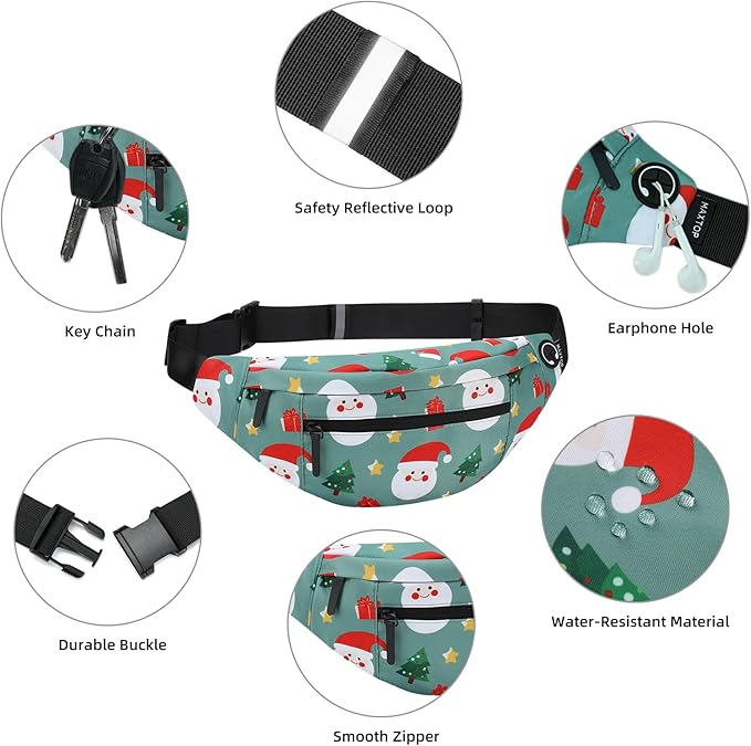MAXTOP Large Crossbody Fanny Pack with 4-Zipper Pockets,Gifts for Enjoy Sports Festival Workout Traveling Running Casual Hands-Free Wallets Waist Pack Phone Bag Carrying All Phones