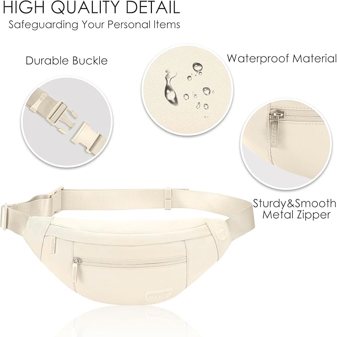 MAXTOP Large Crossbody Fanny Pack with 4-Zipper Pockets,Gifts for Enjoy Sports Festival Workout Traveling Running Casual Hands-Free Wallets Waist Pack Phone Bag Carrying All Phones