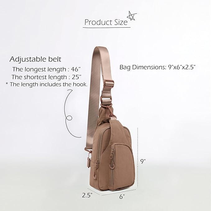 ODODOS Daily Sling Bag with Adjustable Straps Crossbody Chest Bag Lightweight Small Backpack for Casual Traveling Hiking