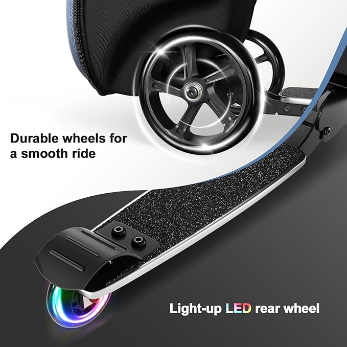 2-in-1 Ride-On Scooter Suitcase, Scooter Luggage for Kids Ages 5-12, Foldable & Lightweight Carry with LED Light-Up Wheels