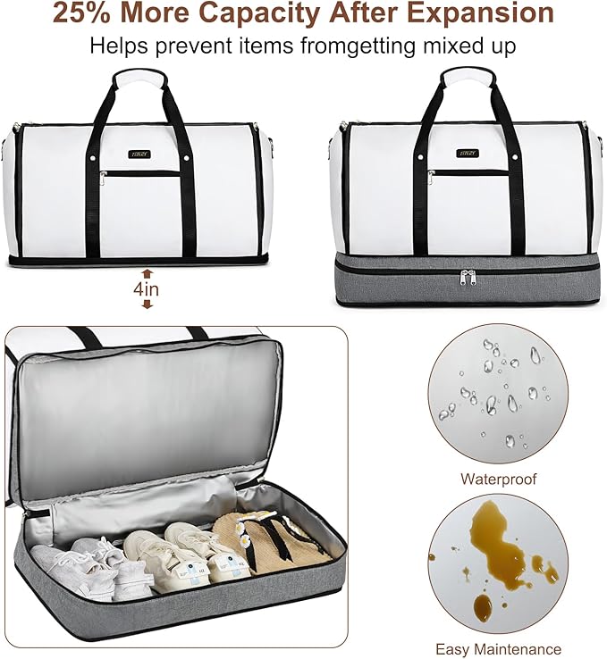Garment Duffle Bag for Travel - Convertible Carry on Garments Duffel Bags Travel Bag for Women Men Large Weekender Bag with Shoes Compartment 3 in 1 Hanging Clothes Suit Dress Bag 3pcs Set