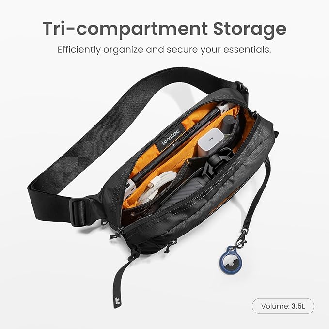 tomtoc 3.5L Sling Bag with RFID Blocking, Crossbody Bag Chest Shoulder Pack for Men and Women, Water-resistant Lightweight Casual Waist Fanny Pack for Travel/Daily Use