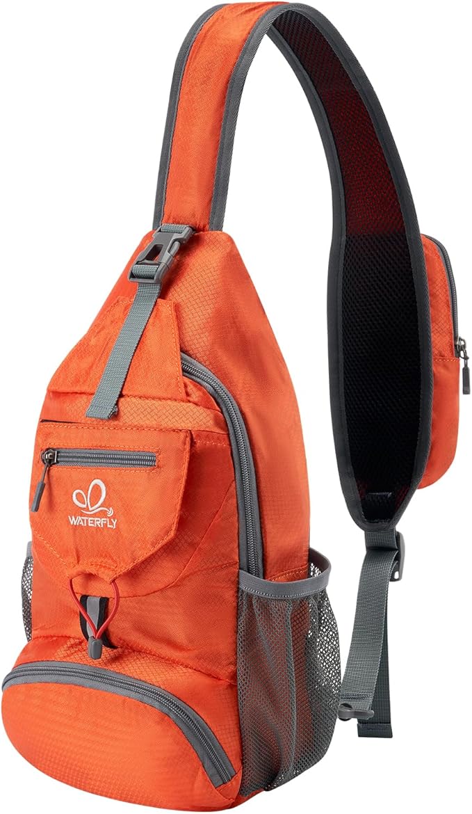 WATERFLY Packable Small Crossbody Sling Backpack Shoulder Chest Bag Daypack for Hiking Traveling