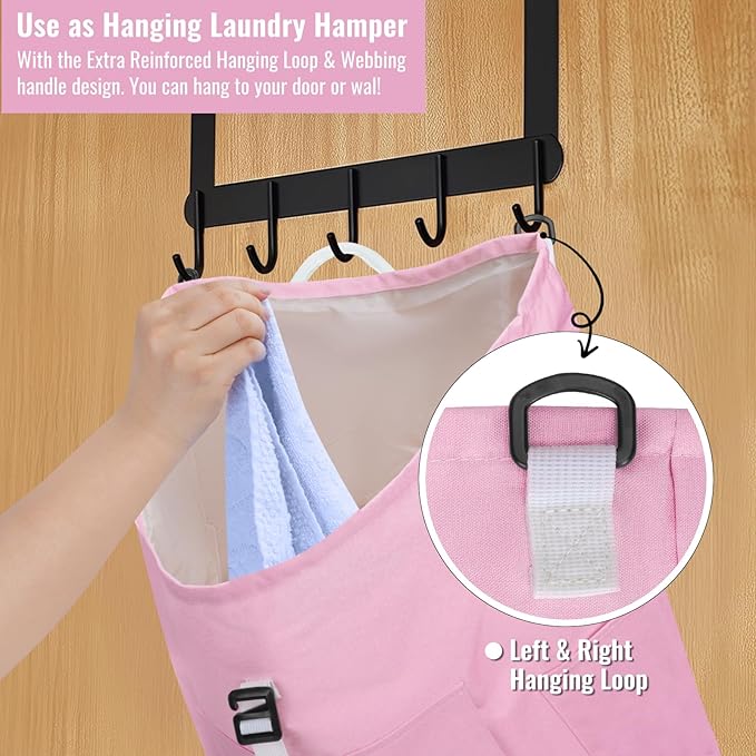 Laundry Bag Backpack, 125L Extra Large Travel with Shoulder Straps, Adjustable & Extendable Design, Laundry Hamper Bag with 3 Pockets for Laundromat, College, Travel, Camping (Pink)