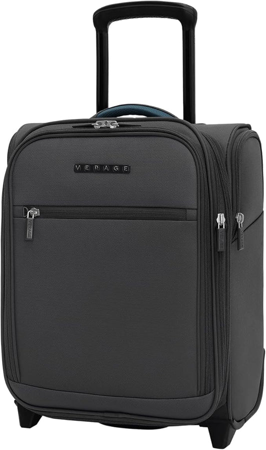 Verage Under Seat Luggage with Wheels, Softside Expanable Small Suitcase Carry On Luggage Bags for Airlines Airplanes Short Trip Men Women (Grey, 16-Inch Rolling Underseat)