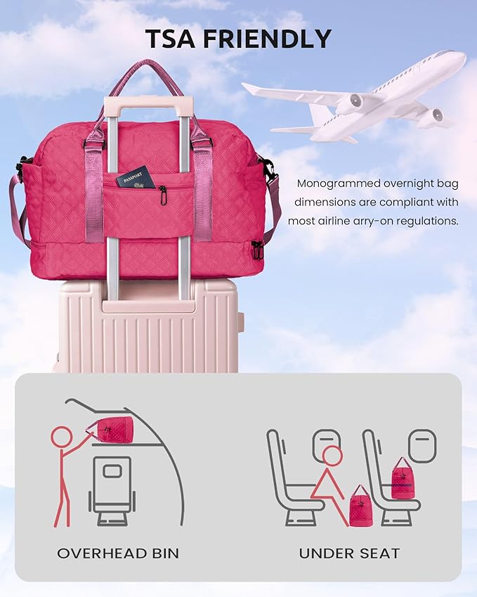 Gifts for Women-Gift Ideas for Woman, Initial Travel Bag with Shoe Compartment, Personalized Weekender Bag, Monogram Overnight Bag for Women, Letter Travel Bag with Makeup Bag (Letter Y)