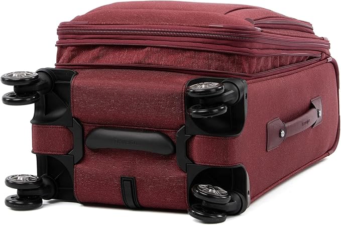 Travelpro Platinum Elite Softside Expandable Carry on Luggage, 8 Wheel Spinner Suitcase, USB Port, Suiter, Men and Women, Bordeaux Red, Carry On 21-Inch