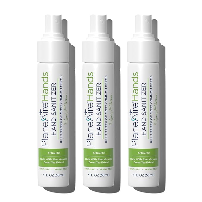 Signature Herbal Spray Hand Sanitizer | Travel Size | Hydrate & Cleanse | Made with Aloe Vera & Green Tea Extract | Blend of Essential Oils Including Peppermint & Lavender | Travel Essential | 3-Pack