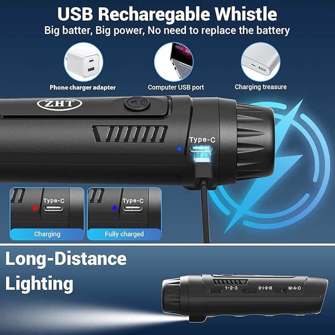 ZHT Electronic Whistle for Coaches, Referees, Teachers - 3 Tones & 3 High Volume, Handheld Whistles with Lanyard - Sports Whistle for Volleyball Soccer, Outdoor Camping, Emergency Safety