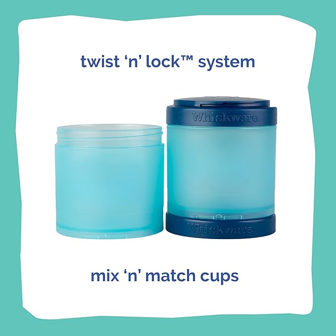 Whiskware Disney Pixar Stackable Snack Containers for Kids and Toddlers, 3 Stackable Snack Cups for School and Travel, Monsters Inc Mike Wazowski and Sulley