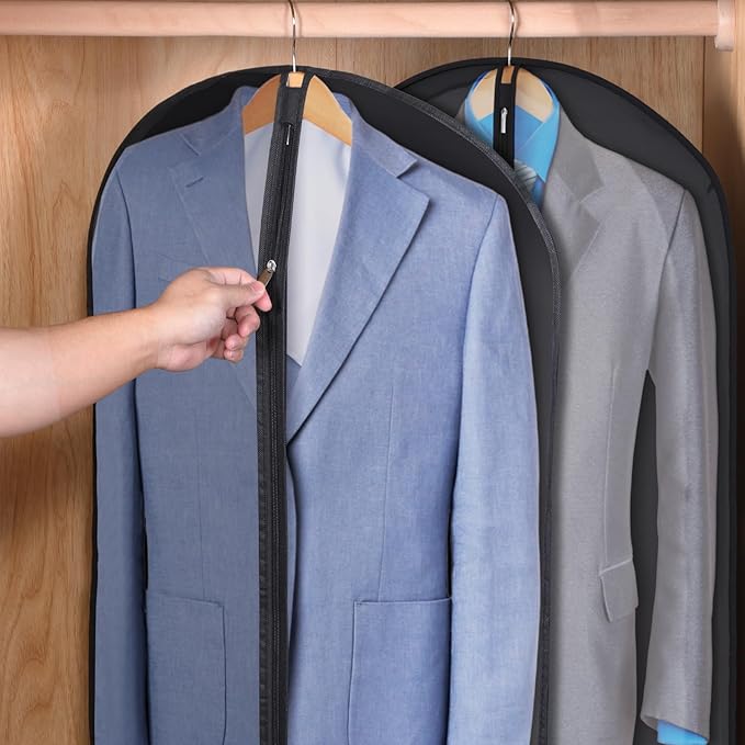 Zilink Clear Garment Bags for Hanging Clothes Clear Suit Bags for Closet Storage Breathable Suit Bag for Travel for Suits, Coats, Jackets, Set of 12