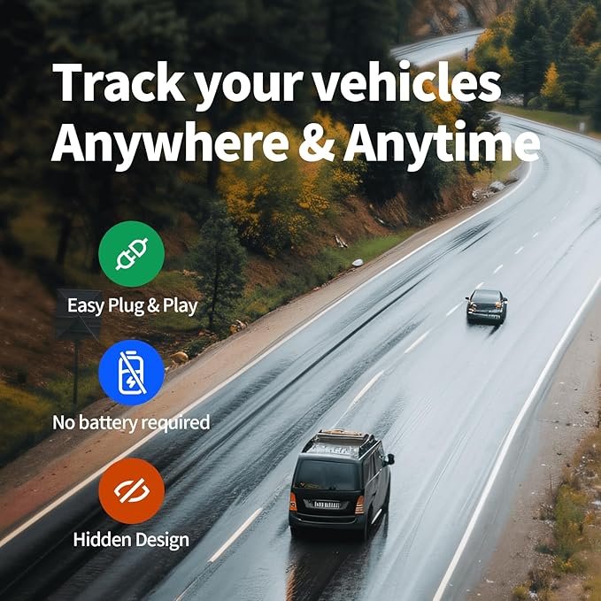GPS Tracker for Vehicles, No Monthly Fee, No Subscription, Real-Time Tracking, 4G SIM and Data Included, Trip History, GeoFence, Speeding Alerts, OBD