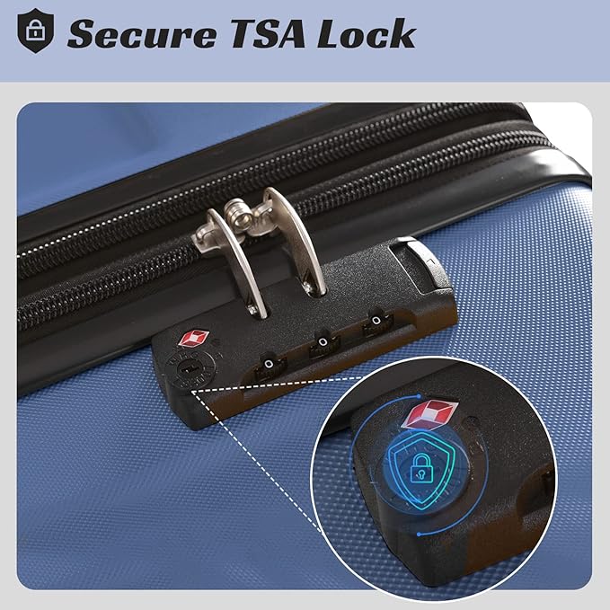Merax Luggage Sets of 2 Suitcases With Wheels, Expandable and Lightweight, TSA Lock, Hardside Spinner Carry On Luggage (20 28 inch Blue)