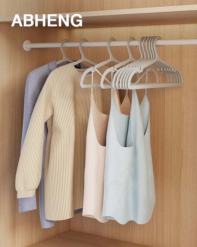 50 Pack Clothes Hangers, Non Slip Plastic Coat Hangers, Space Saving Hangers, Heavy Duty, Hanging Dry Wet Clothes, 16.4" x 8.3", Gray, APY0550G