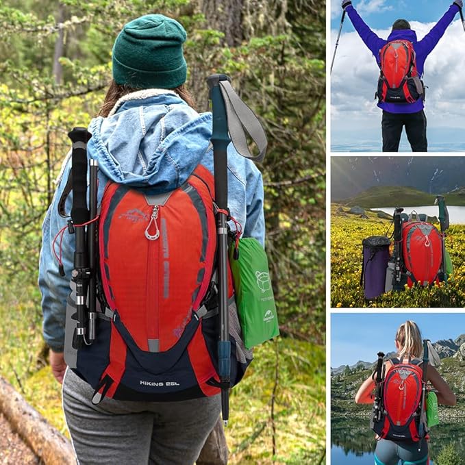 INOXTO Small Hiking Backpack with 2L Water Bladder and Waterproof Rain Cover, 25L Hydration Daypack for Travel, Cycling, Camping, Outdoor