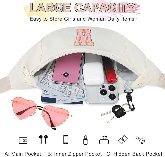 MAXTOP Large Crossbody Fanny Pack with 4-Zipper Pockets,Gifts for Enjoy Sports Festival Workout Traveling Running Casual Hands-Free Wallets Waist Pack Phone Bag Carrying All Phones