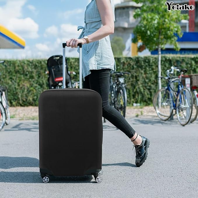 Yotako Luggage Cover,Thicker Luggage Protector Elastic Suitcase Cover Protector, Travel Anti Scratch Fits 18-32 Inch Suitcase Travel Accessories (20“, Black)