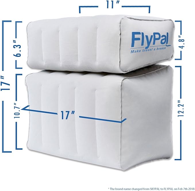 Inflatable Foot Rest Pillow for Travel, Patented 2 in 1 Design, Blow-Up Footrest Cushion for Home, Office. Airplane Travel Essential and Kids Airplane Bed