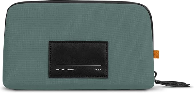Native Union Stow Lite Organizer W.F.A Tech Organizer – Minimalist Travel Pouch Made of Recycled Materials for Everyday Accessory Storage & Protection – Stores Cables, Chargers & More (Slate Green)