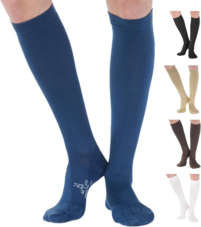 ABSOLUTE SUPPORT Cotton Compression Socks for Women & Men 20-30 mmhg Knee High