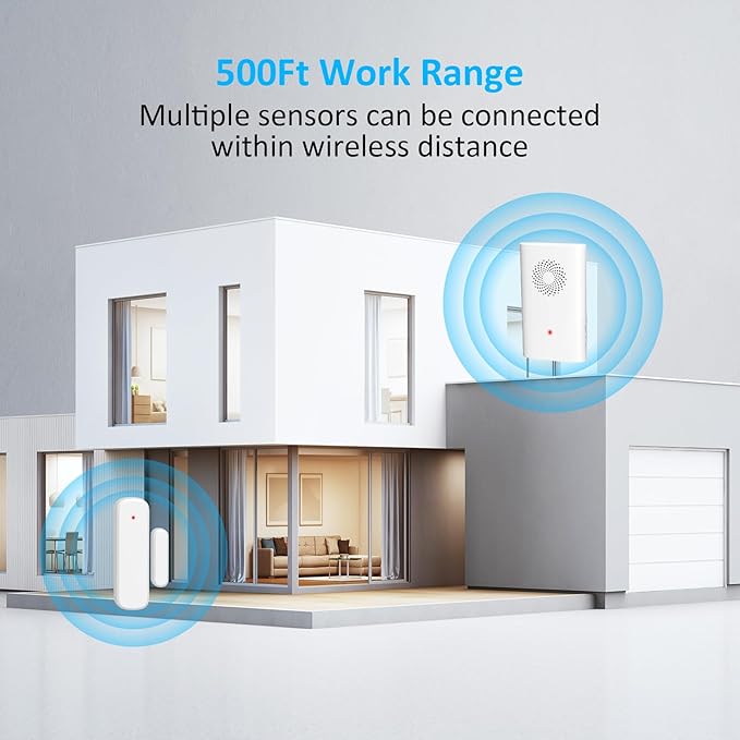 Wireless Door Chime for Business Entering, Door Open Alarm for Kid/Toddler Home Safety (500ft Range 51 Ringer) Door Dinger Buzzer Alert, 1 Receiver +2 Sensor