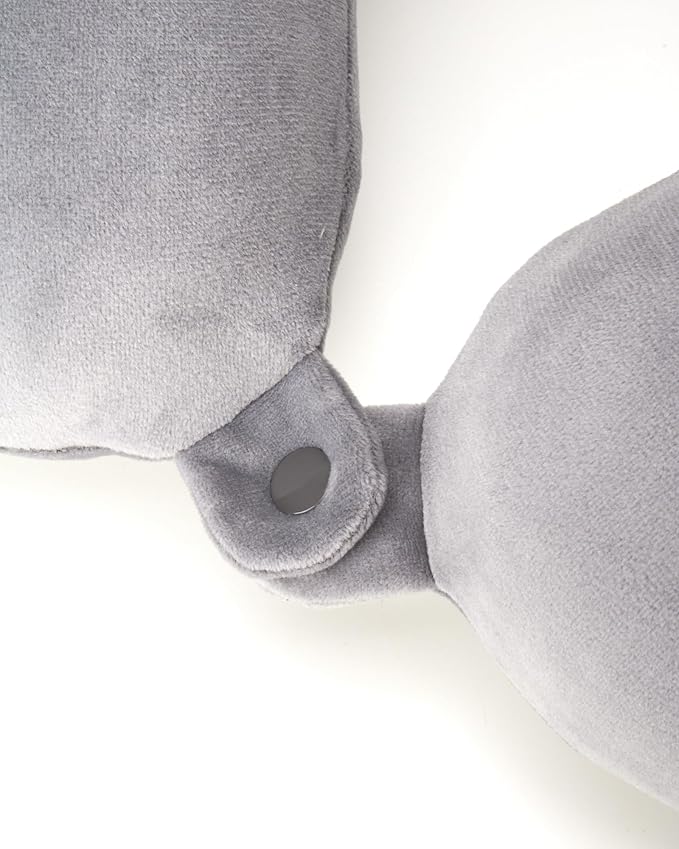 Brookstone Travel Neck Pillow - Lightweight Fleece Casing U-Shaped Stuffable Memory Foam Travel Pillow for Sleeping and Neck Support, Size One Size, Grey