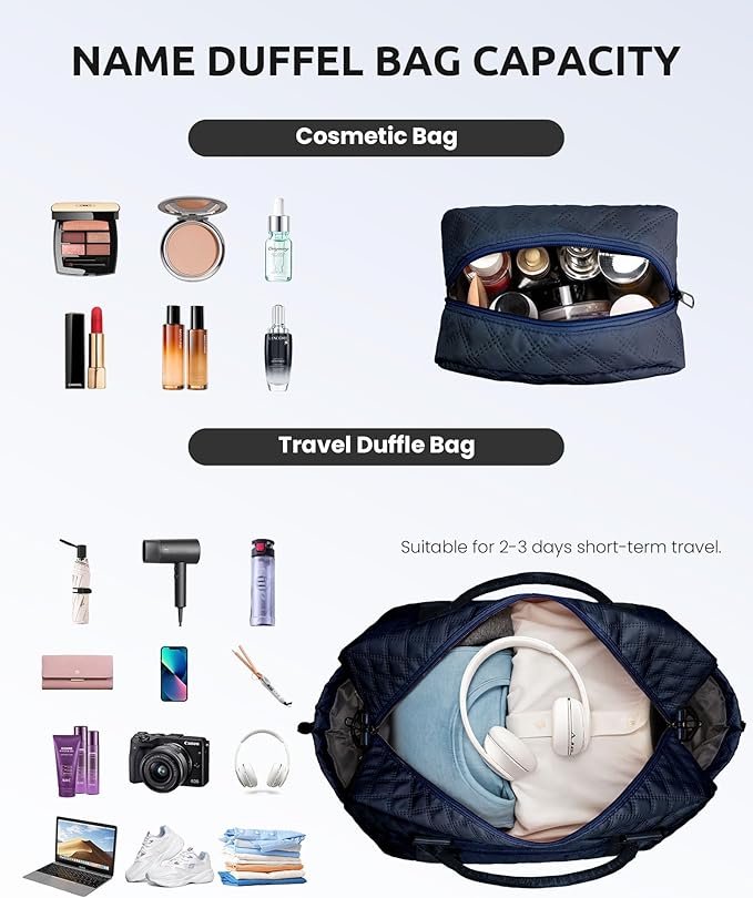 Gifts for Mom-Initial Duffle Bag with Shoe Compartment, Personalized Weekender Bag, Monogram Overnight Bag, Letter Travel Bag with Makeup Bag，Personalized Gifts Idea for Women Her (Letter F)