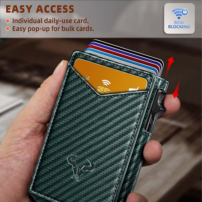 BULLIANT Men Wallet,Money Clip Wallet Slim For Gift Men 9Cards-Metal Credit Card Case in Magnetic Leather Flip