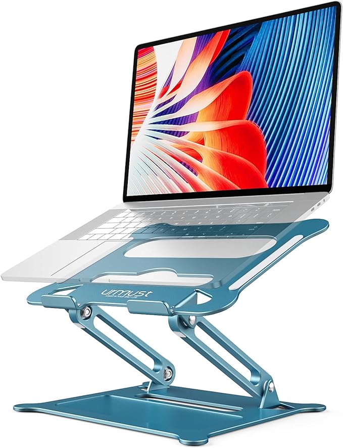 Urmust Laptop Notebook Stand Holder Adjustable Ultrabook Stand Riser Portable Compatible with MacBook Air Pro HP Dell XPS Lenovo All laptops 10-15.6"(Blue)