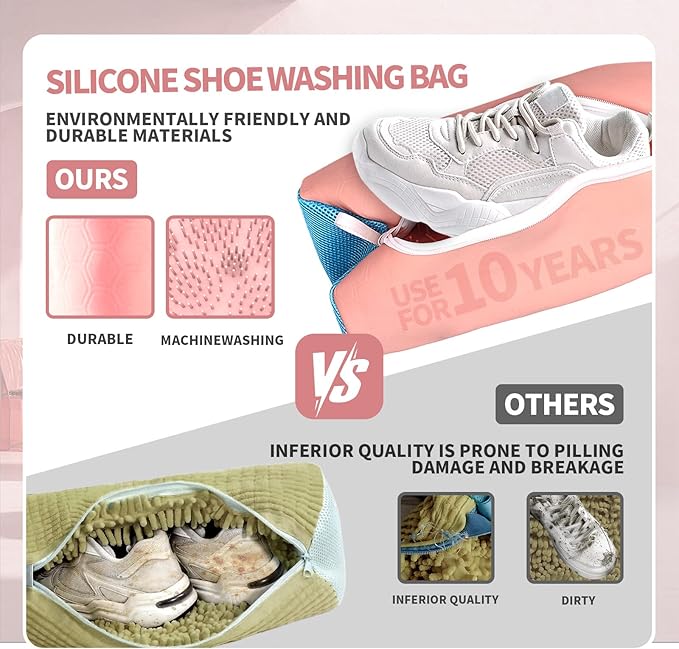 Upgrade Strong Clean Siliconic Shoe Washing Machine Bag 2 Pcs, XXXL Honeycomb Mesh Laundry Bag for Sneakers, Running Shoes, Sock, Delicates and Toys(40x25x25cm)