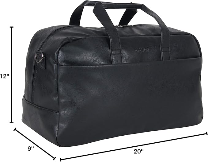 Kenneth Cole REACTION Port Stanley Duffel Pebbled Vegan Leather Carry on Shoulder Duffle Travel Bag