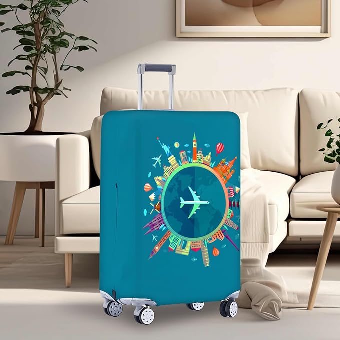 Travelkin Luggage Covers For Suitcase Tsa Approved,Suitcase Cover Protector Fit 18-32 Inch Luggage (Dreaming Blue, L)