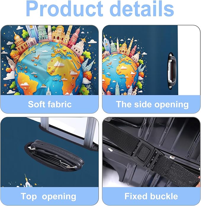 Luggage Cover Washable Suitcase Protector Anti-Scratch,Stretchable Fit for 20-34Inch Luggage Durable Travel Bag Cover with Zipper Closure (Earth, XL(fits 32-34Inch suitcase))