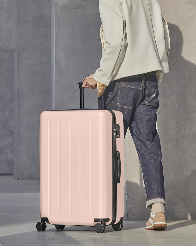 Carry On Suitcase, Checked Trunk Luggage with Double Spinner Wheels, Anti-Burst Zipper, Hard Case PC Suitcase Lightweight Travel Luggage, TSA Approved (09-Baby Pink (Danube), Checked 28-Inch)