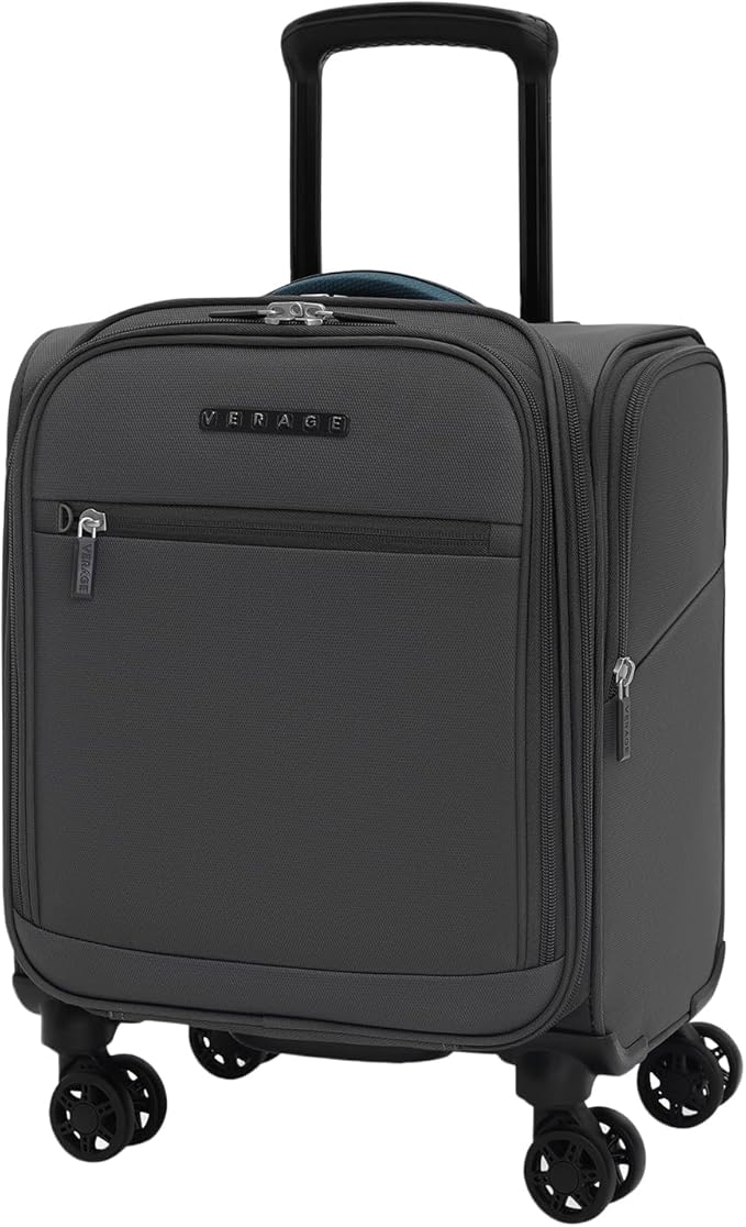 Verage Under Seat Luggage with Wheels, Softside Small Suitcase Spinner Carry On Luggage Bags for Airlines Airplanes Short Trip Men Women (Grey, 14.5-Inch Plus Underseat)