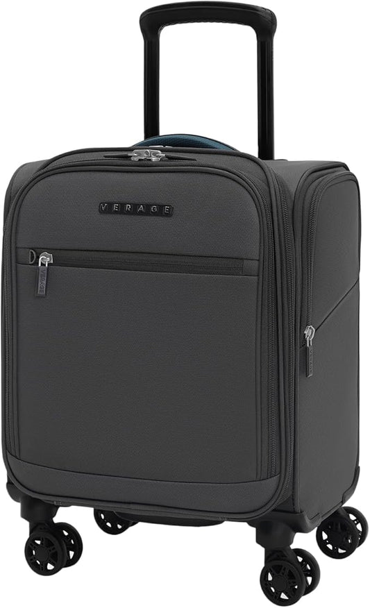Verage Under Seat Luggage with Wheels, Softside Small Suitcase Spinner Carry On Luggage Bags for Airlines Airplanes Short Trip Men Women (Grey, 14.5-Inch Plus Underseat)