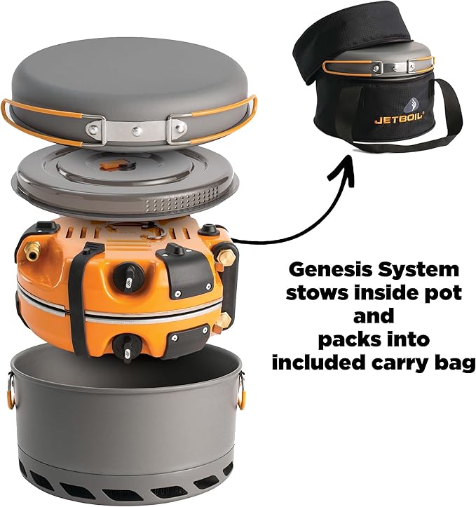 Jetboil Genesis Basecamp Backpacking and Camping Stove Cooking System with Camping Cookware